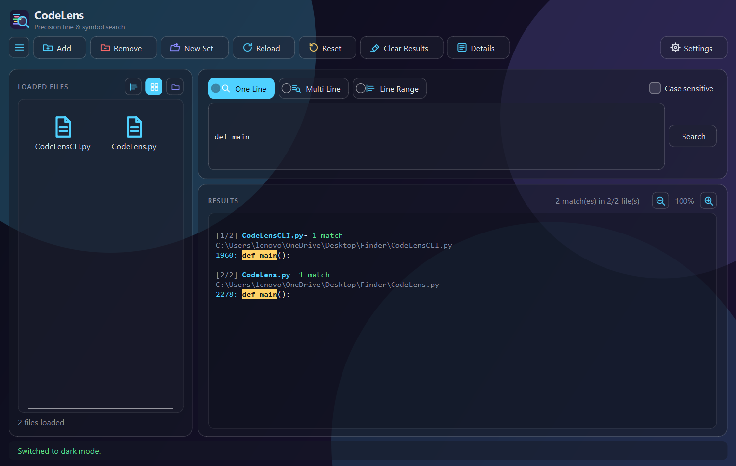 Grid view of loaded files