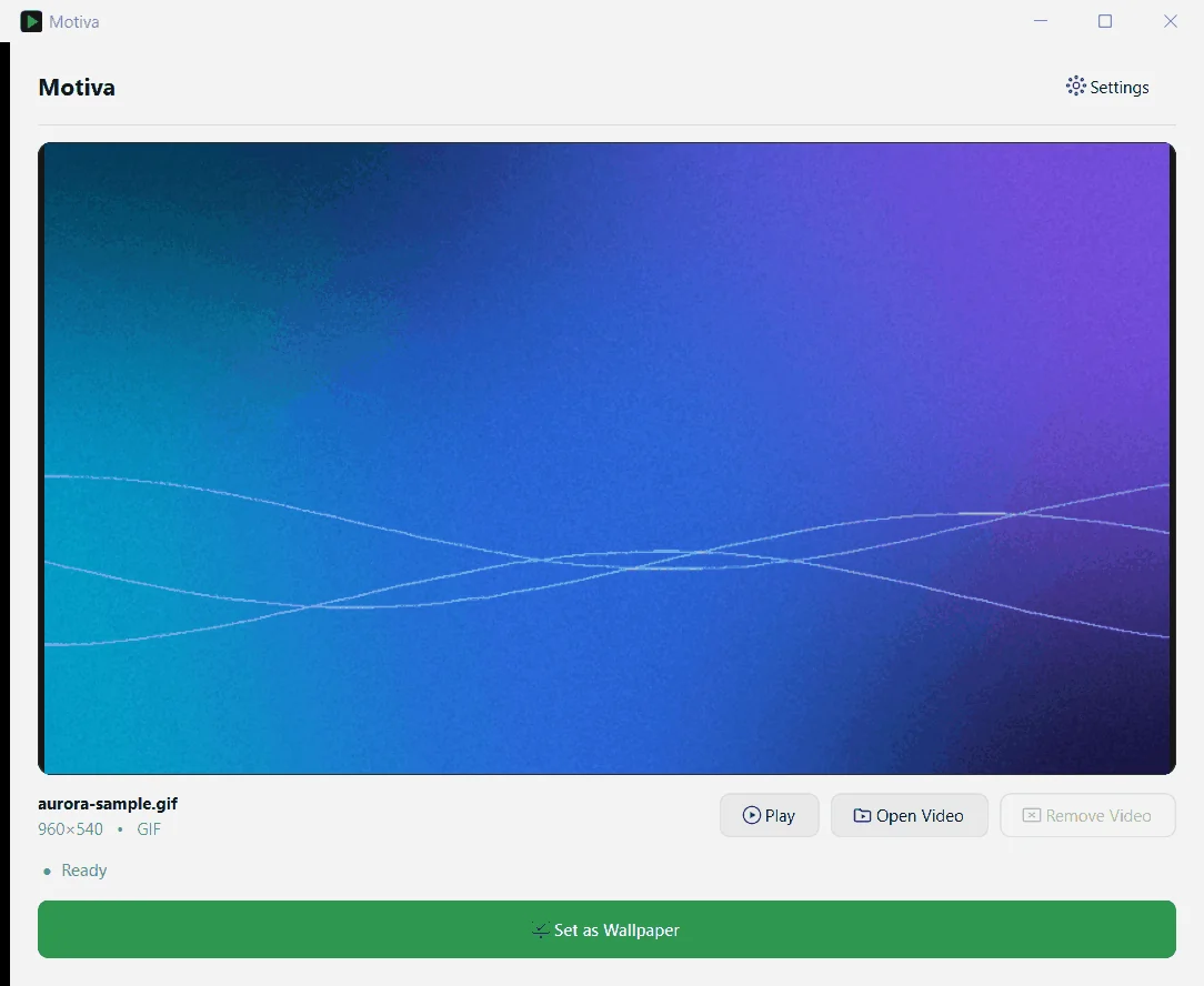 Motiva in the Light Aurora theme with a light interface.